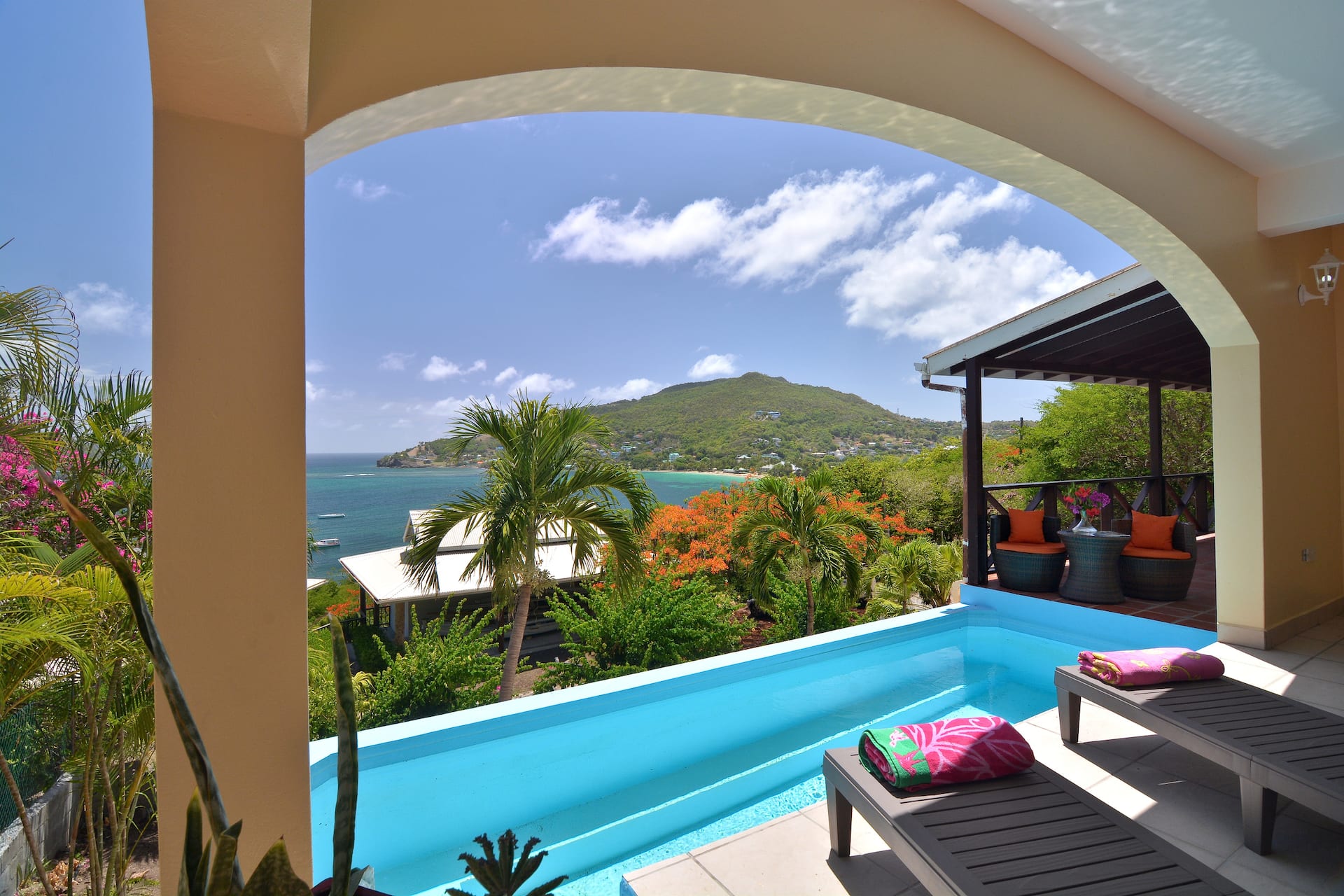 Private pool with arch framing Friendship Bay